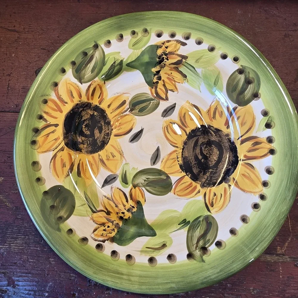 Provincial Sunflower Hand Painted Ceramic Salad Plate x2 by Tabletops Unlimited‎